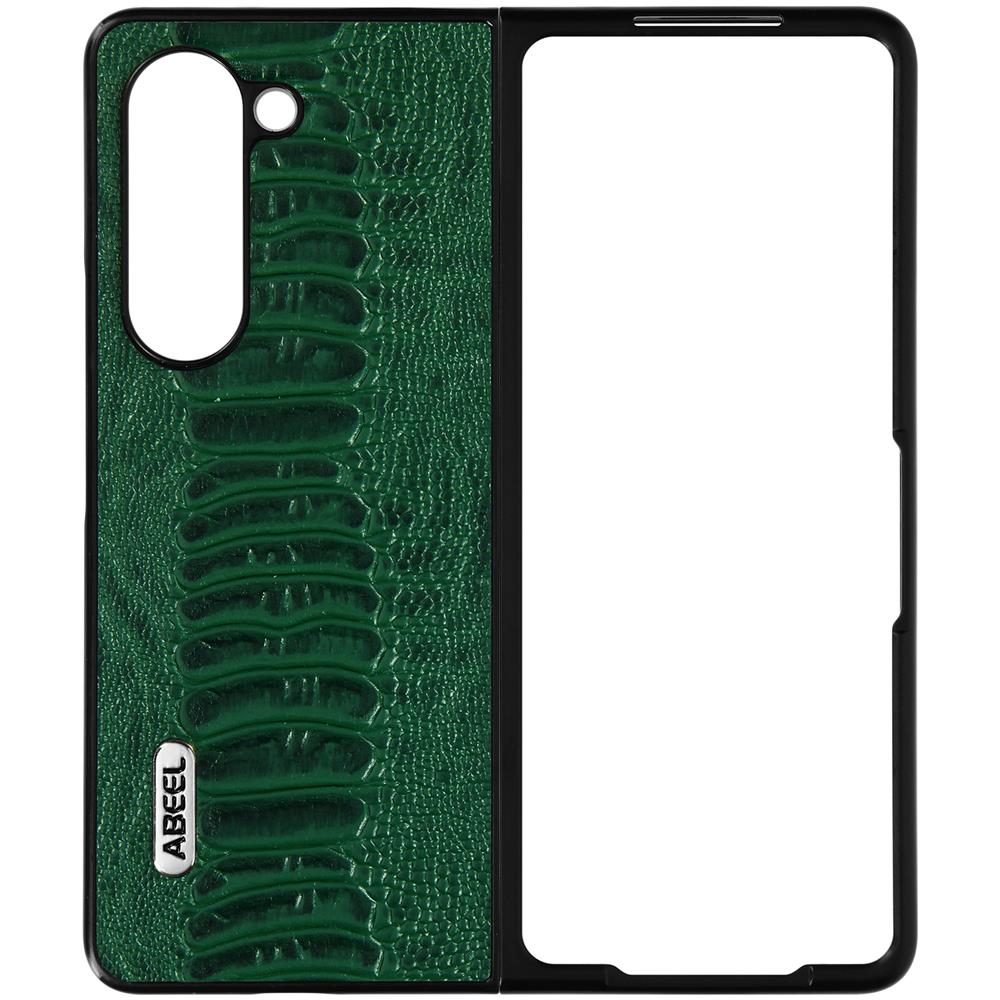 Cover Per Samsung Galaxy Z Fold5 Ibrida Vera Pelle Design Serpente Verde - Foto 1
