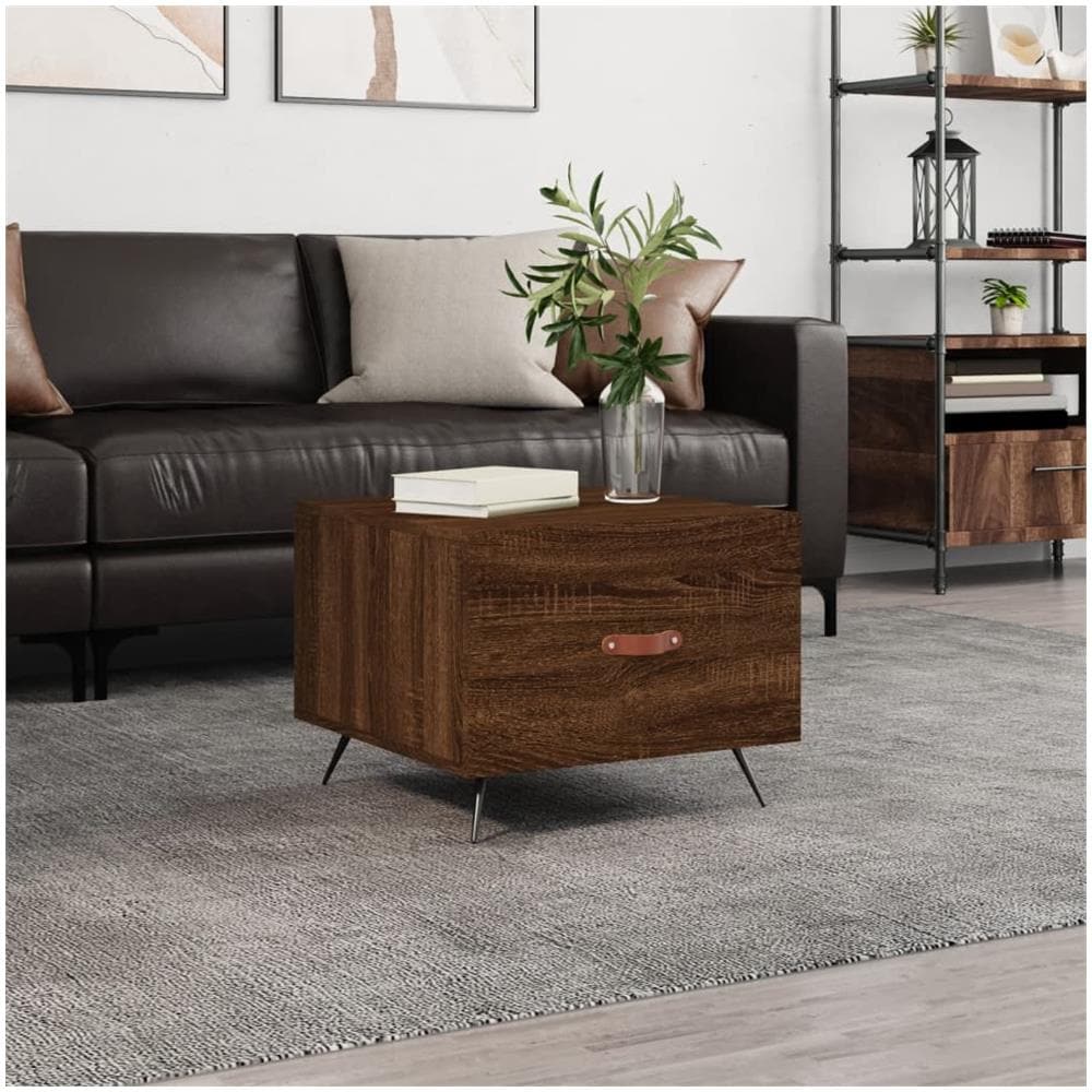 Tavolino Da Salotto Rovere Marrone 50x50x40cm Legno Multistrato - Foto 1