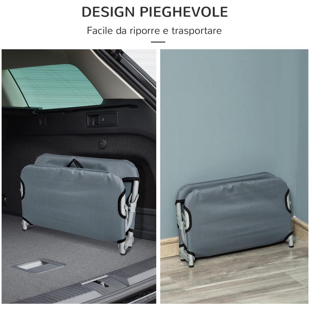 Lettino per Cani Pieghevole in Acciaio e Tessuto Oxford per Interni ed Esterni, 59x46x15 cm, Grigia - Foto 6