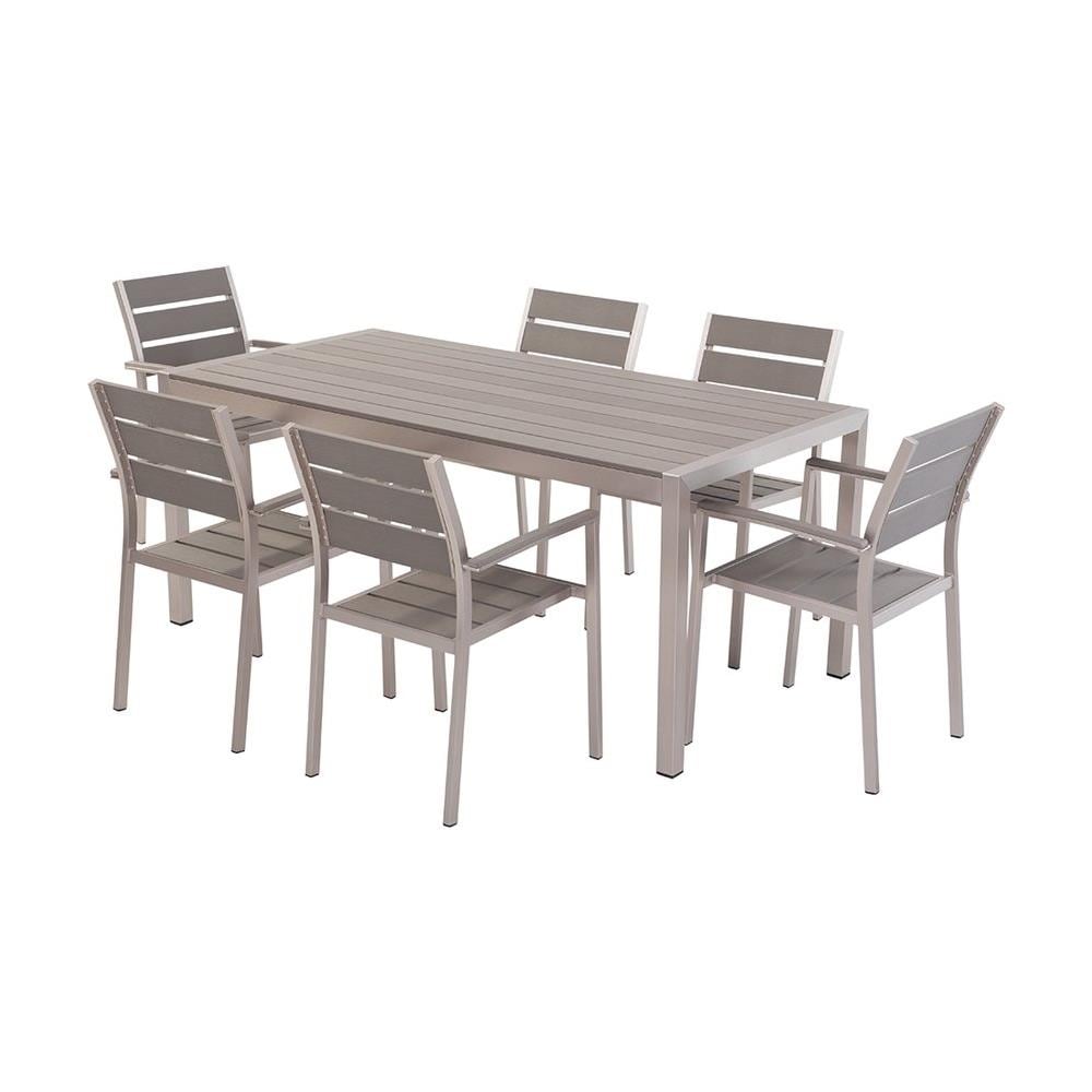 Set Di Tavolo E Sedie Da Giardino In Alluminio E Legno Sintetico Grigio Vernio - Foto 1