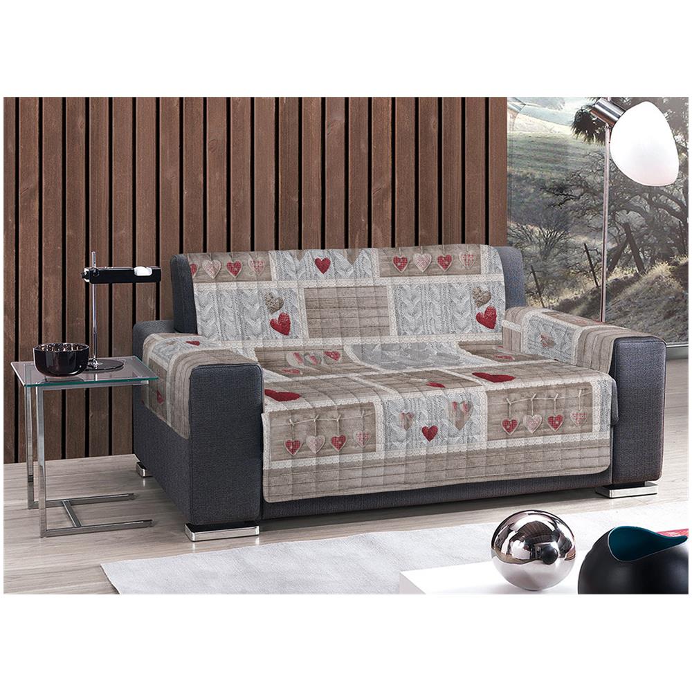 Copridivano Trapuntato Disegno Shabby Love Poltrona Rosso - Foto 3