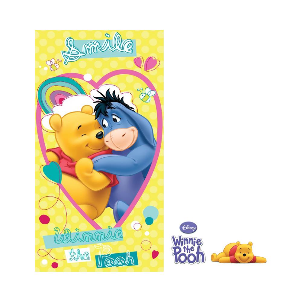 Asciugamano Telo Mare Bagno E Piscina Winnie The Pooh Cuore 70x140 100% Cotone. - Foto 1
