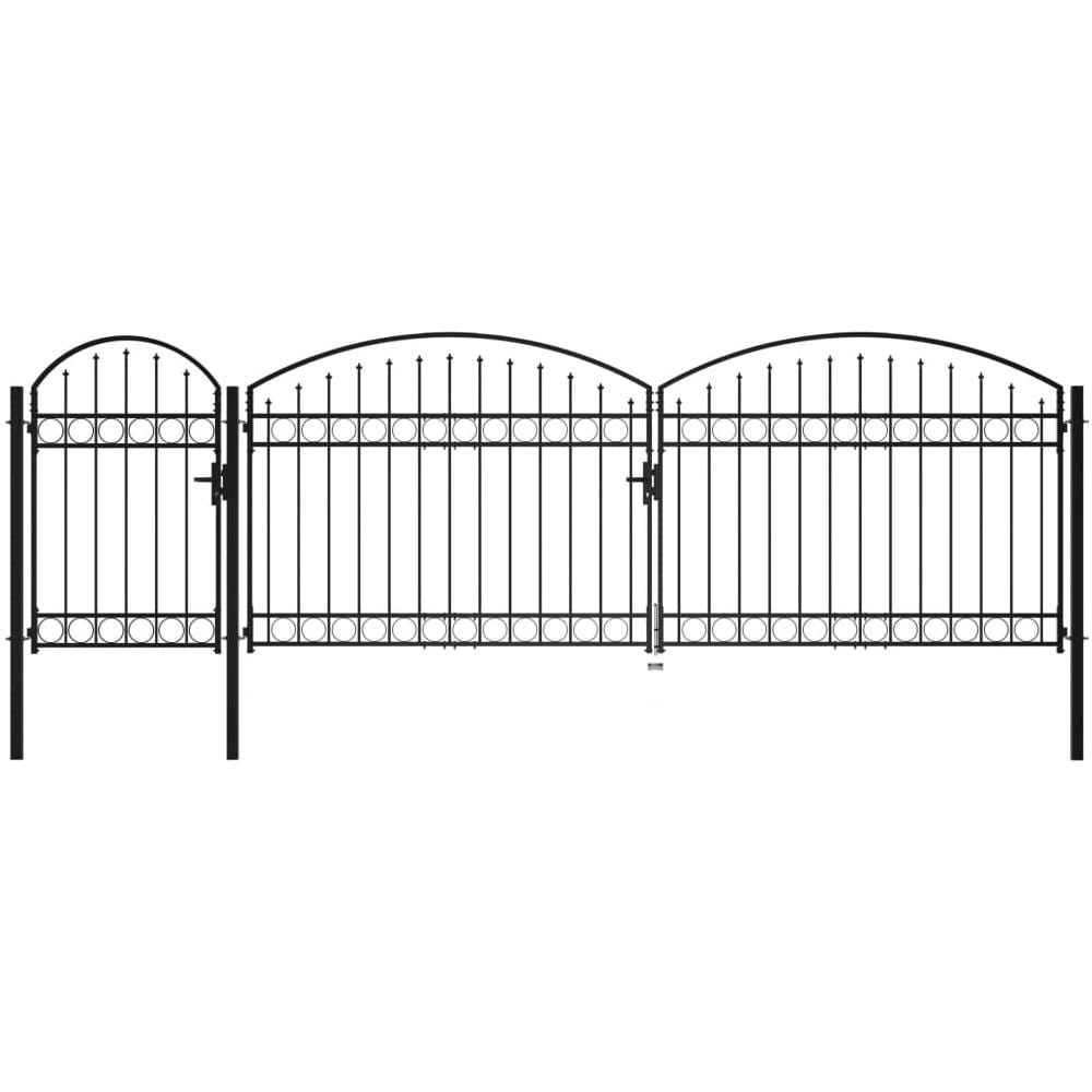 Cancello Da Giardino Ad Arco In Acciaio 2x5 M Nero - Foto 1