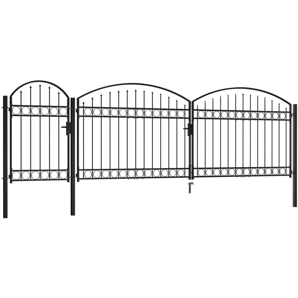 Cancello Da Giardino Ad Arco In Acciaio 2x5 M Nero - Foto 2