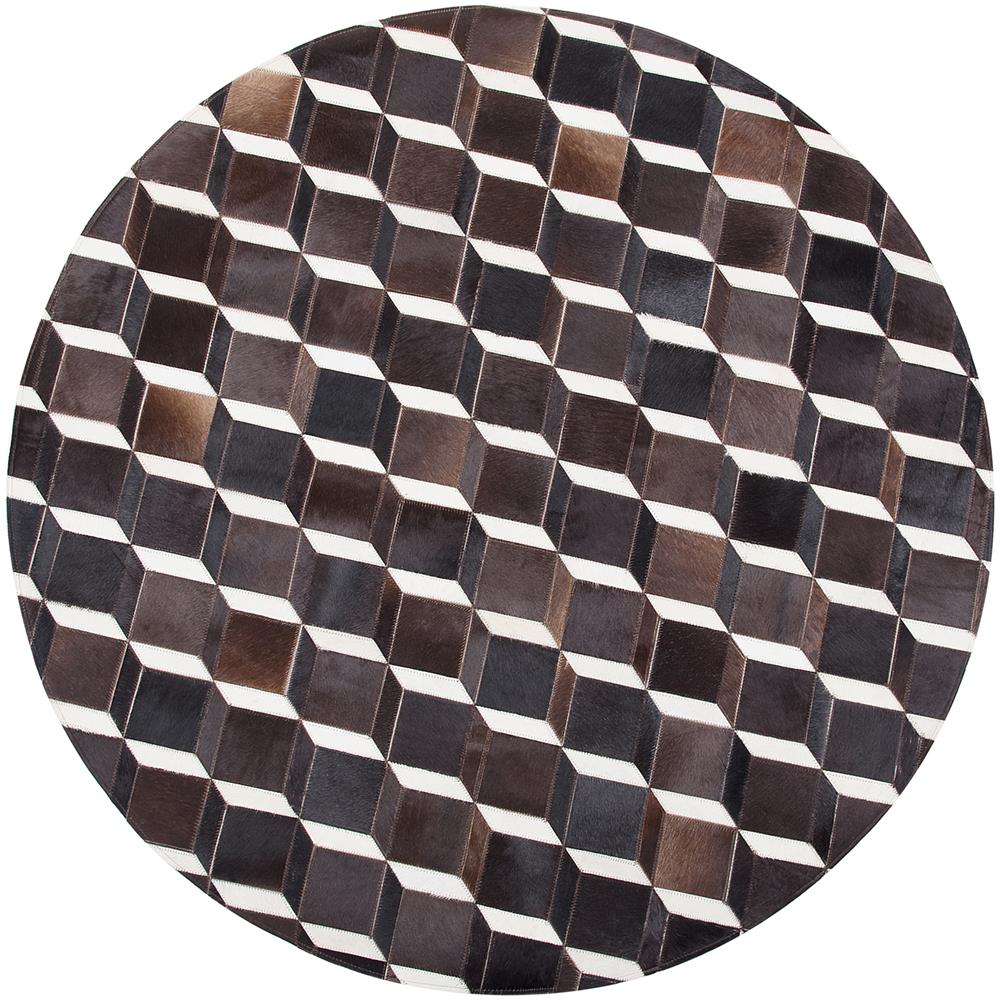 Tappeto Rotondo In Pelle Marrone Ø140 Cm Alpkoy - Foto 1