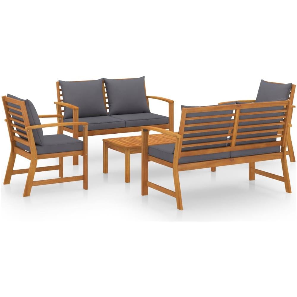 Set Divani da Giardino 5 pz con Cuscini in Legno Acacia - Foto 1