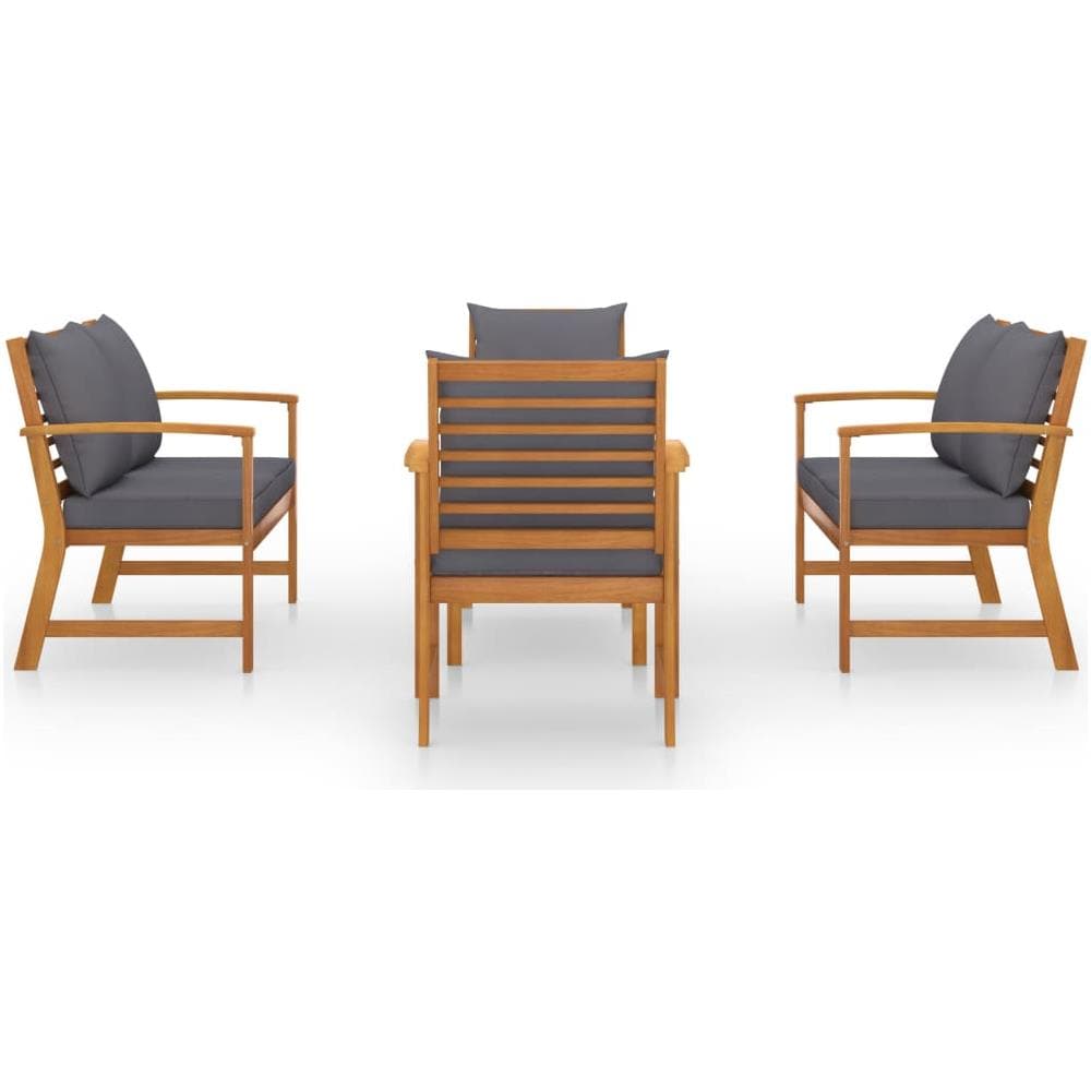 Set Divani da Giardino 5 pz con Cuscini in Legno Acacia - Foto 2