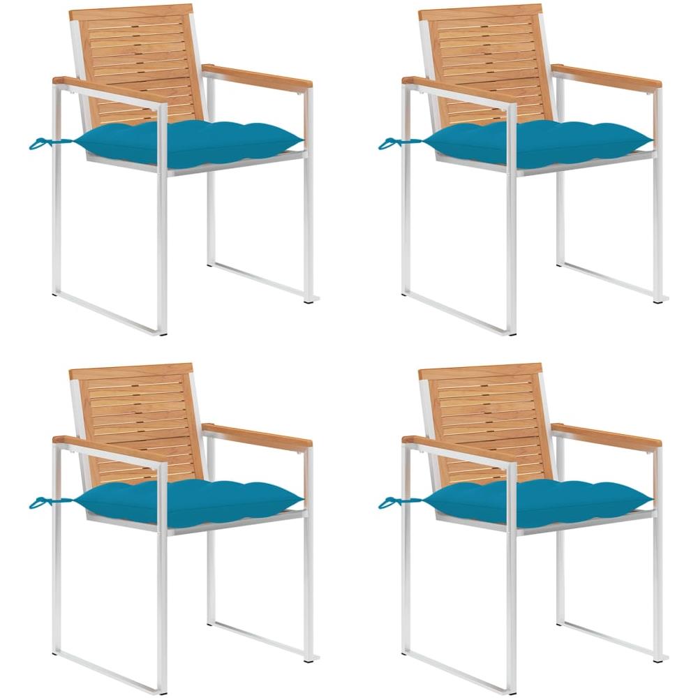 Sedie Da Giardino Con Cuscini 4 Pz In Legno Massello Di Teak - Foto 1