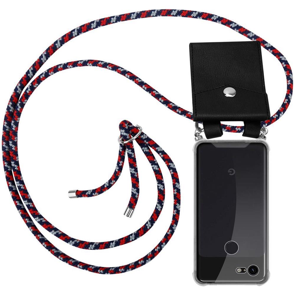 Catena Di Telefoni Cellulari Compatibile Con In Rosso Blu Bianco - Coperchio Protettivo In Silicone Con Anelli D'argento, Cinturino In Corda E Custodia Staccabile - Foto 1