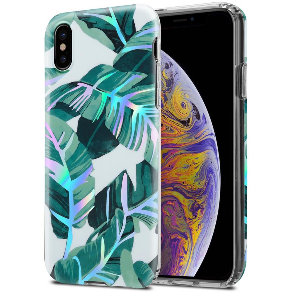 Cadorabo Custodia Compatibile Con Apple Iphone Xs Max Con Foglie Di Banana - Coperchio Protettivo In Silicone Tpu Con Motivo Floreale - Foto 1