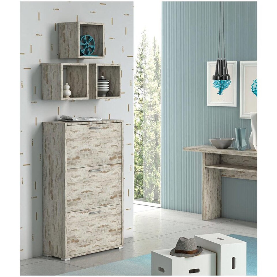 Tidyard Mensola A Muro 104x20x58.5 Cm | 3 Ripiani In Multistrato Bianco | Scaffale Salvaspazio Per Soggiorno E Cucina