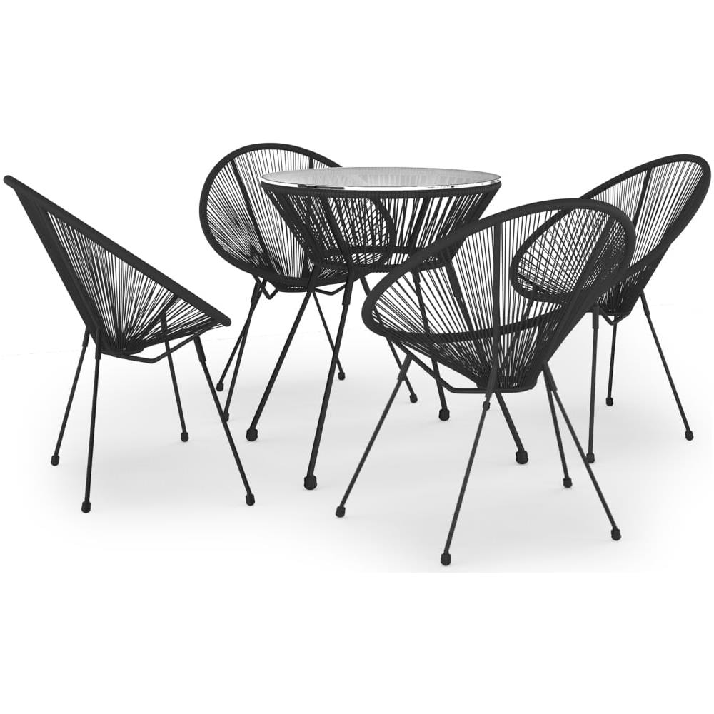 Set Da Pranzo Per Giardino 5 Pz In Rattan Pvc Nero - Foto 2