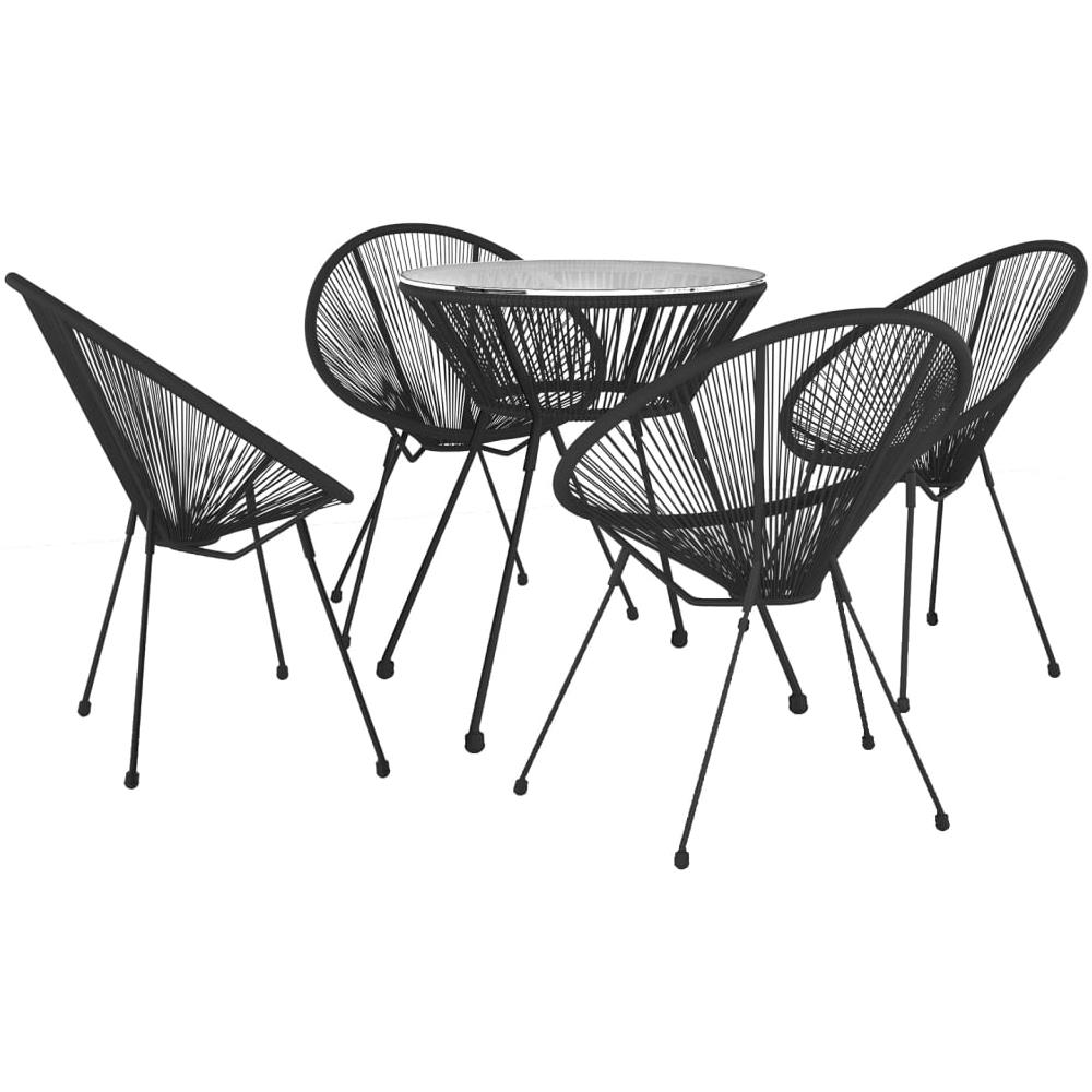 Set Da Pranzo Per Giardino 5 Pz In Rattan Pvc Nero - Foto 3