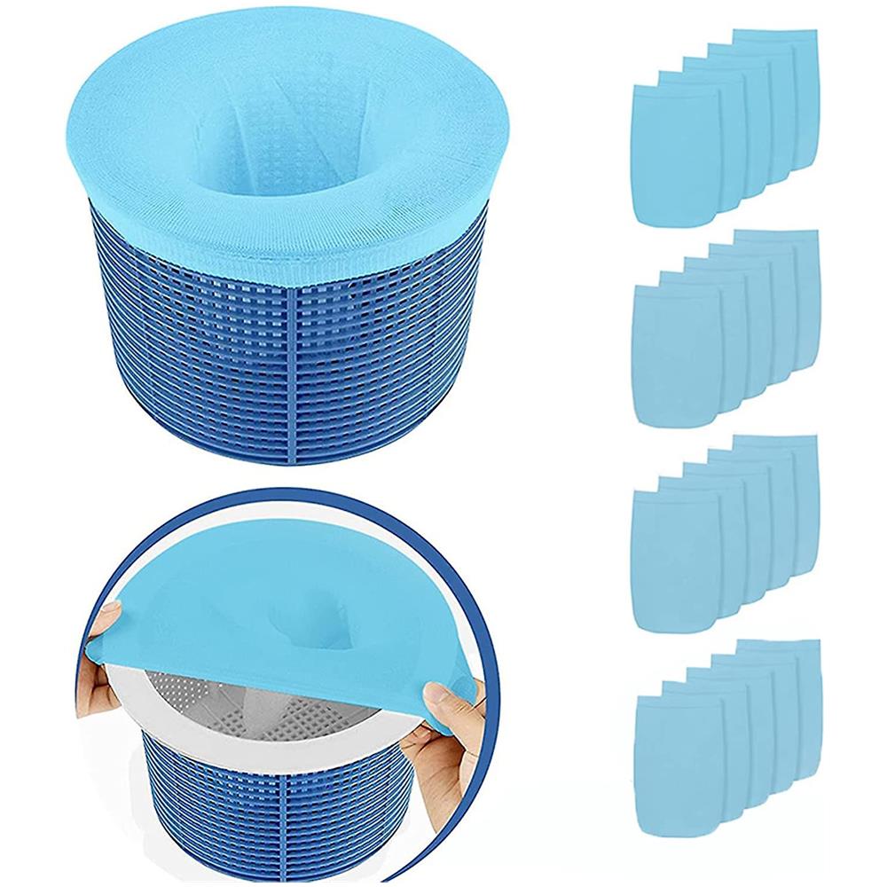 15 Calze Filtranti Per Skimmer Piscina – Con 80 Strisce Test PH, Riutilizzabili, In Nylon