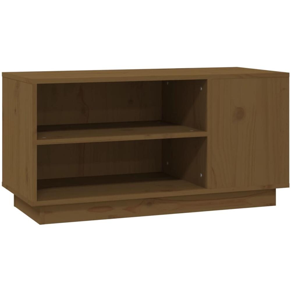 Mobile Porta Tv Miele 80x35x40,5 Cm In Legno Massello Di Pino - Foto 2