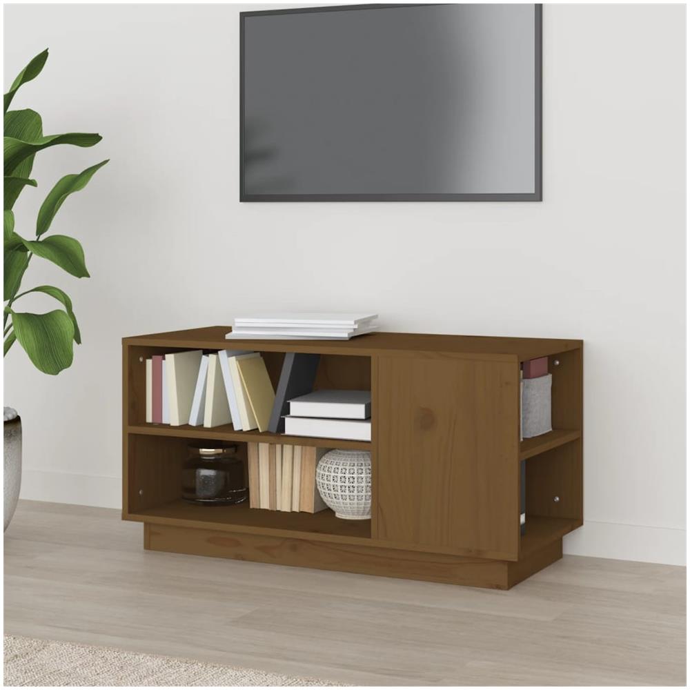 Mobile Porta Tv Miele 80x35x40,5 Cm In Legno Massello Di Pino - Foto 1