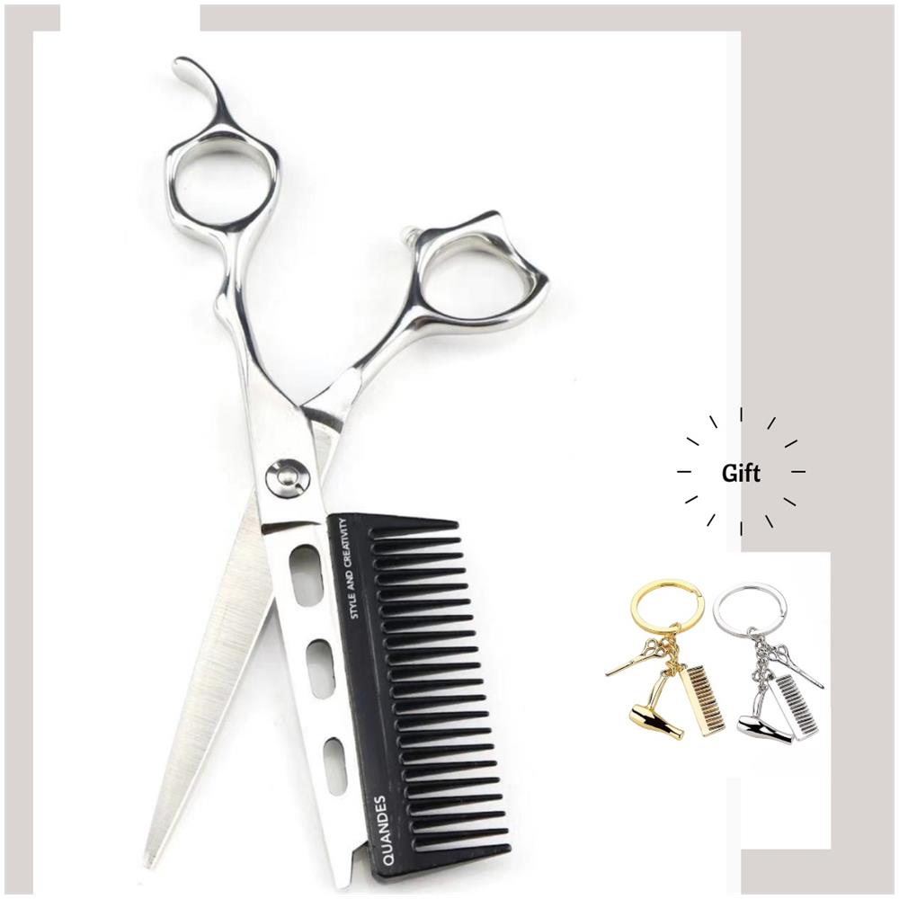 Forbici Professionali Con Pettine, 6'', Acciaio 440c Jp, Quandes® Per Saloni Di Bellezza E Parrucchieri, Barbiere, Maneggevole, Velocità, Stile E Creatività, Innovazione - Foto 2