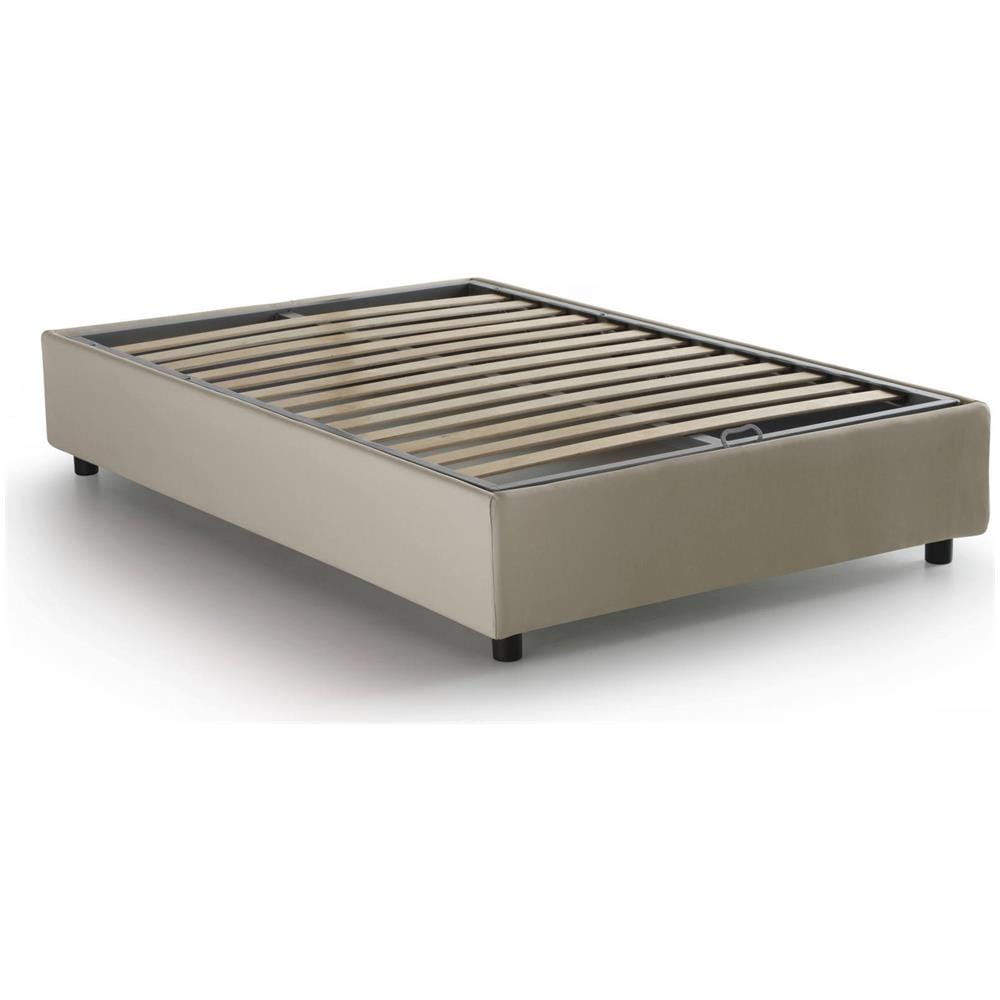 Letto Piazza E Mezza Chiara, Letto Contenitore Con Rivestimento In Tessuto, 100% Made In Italy, Apertura Frontale, Con Materasso Cm 120x190 Incluso, Beige - Foto 4