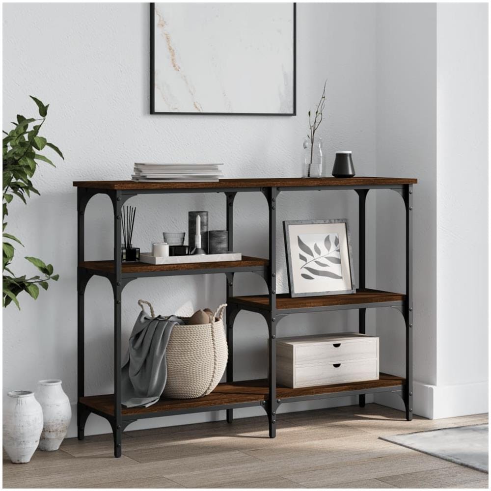 Tavolino Consolle Rovere Marrone 102x29x75 Cm Legno Multistrato - Foto 1