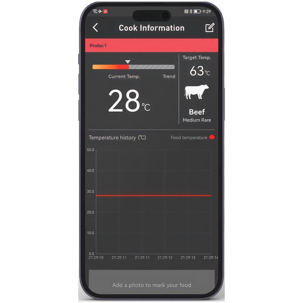 Termometro Per Barbecue - Termometro Da Cucina, Barbecue, Digitale, Temperatura Interna, Termometro Per Carne, Bluetooth, App, Wireless, Termometro - Foto 4