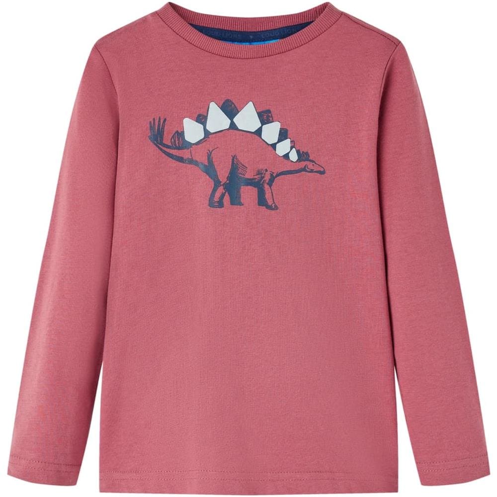 Maglietta Da Bambino A Maniche Lunghe Stampa Dinosauro Rosso Scuro 128 - Foto 1