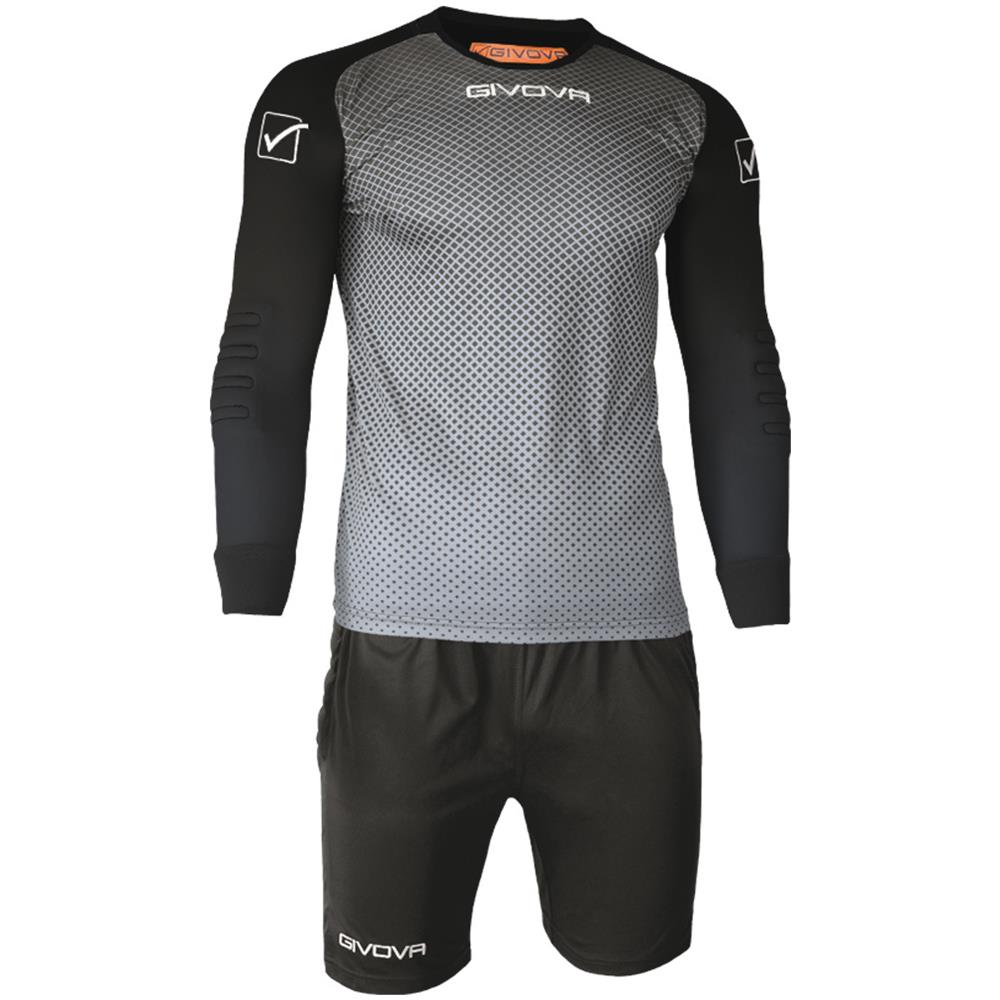 Kit Manchester Portiere Givova - Completo Di Manica Lunga E Pantaloncino Grigio / nero Taglia 2xs - Foto 1