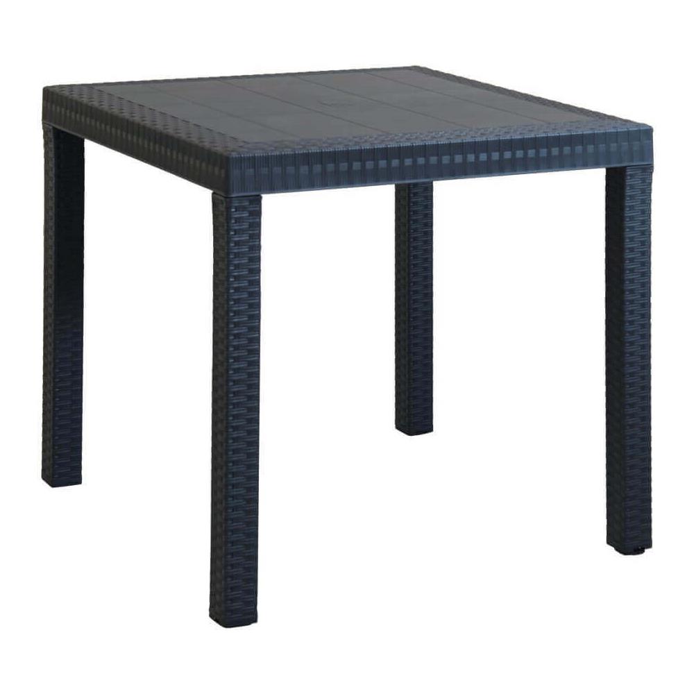Set Tavolo Da Giardino Quadrato Fisso Cm 80 X 80 Con 4 Poltrone Con Braccioli In Wicker Stampato Antracite Da Esterno Giardino - Foto 2