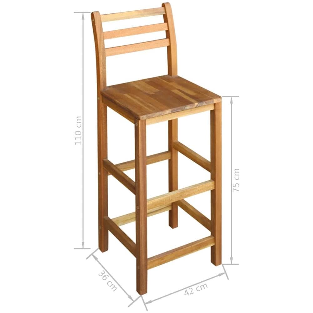 Tavolo E Sedie Da Bar Set 7 Pz In Legno Di Acacia Massello - Foto 6