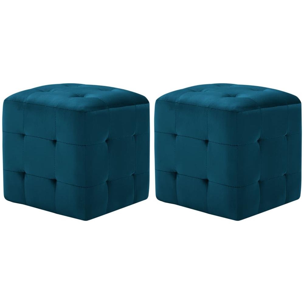 Comodini 2 Pz Blu 30x30x30 Cm In Tessuto Vellutato - Foto 1