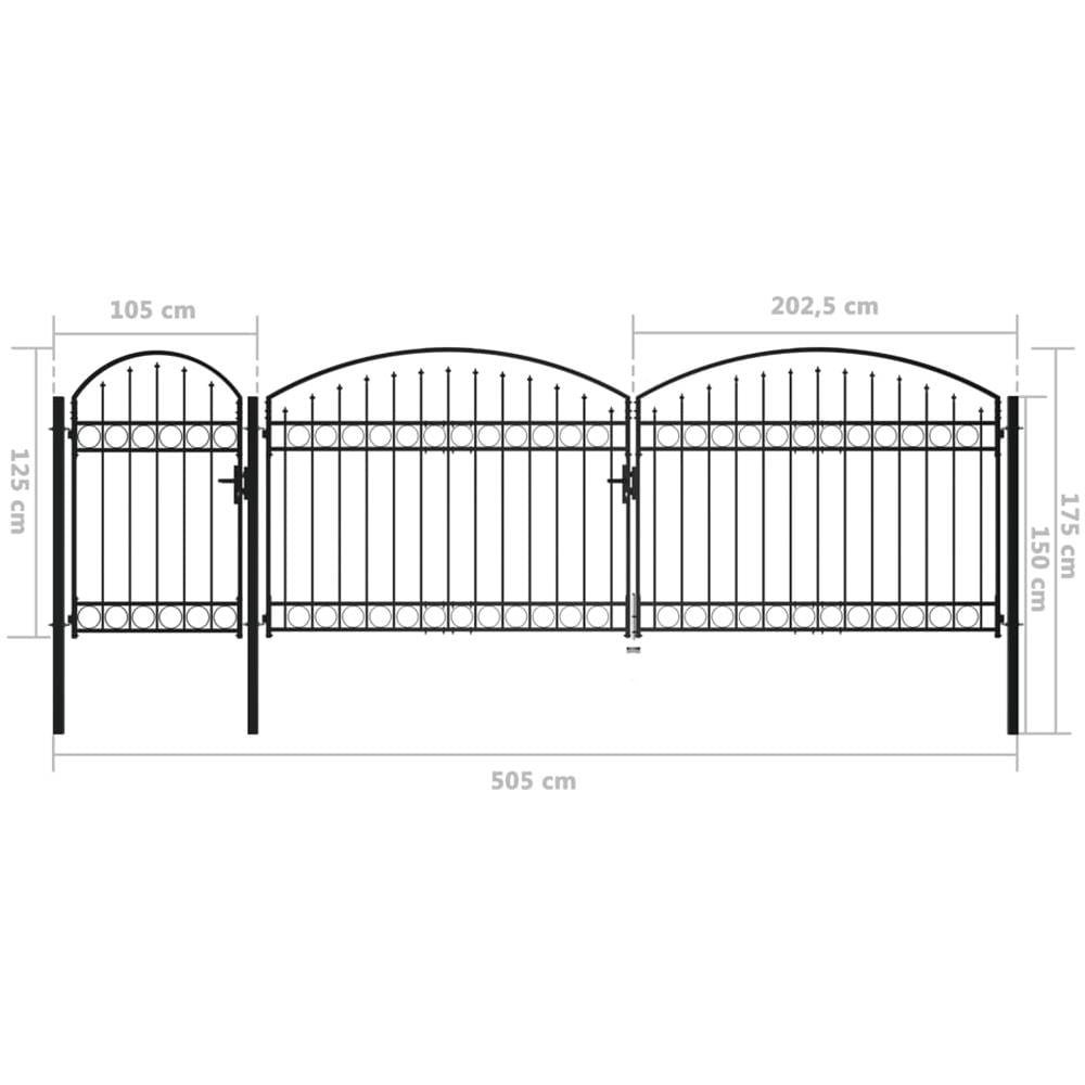 Cancello Da Giardino Ad Arco In Acciaio 1,75x5 M Nero - Foto 8