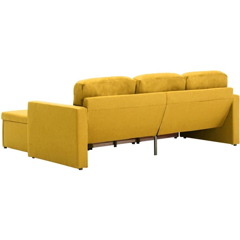 Divano Letto Modulare A 3 Posti Giallo In Tessuto - Foto 8