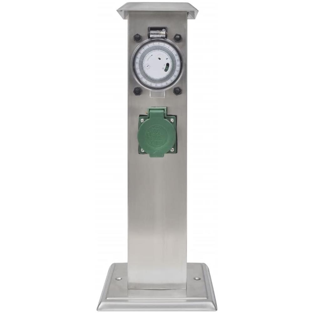 Presa Elettrica da Giardino a Pilastro Acciaio Inox con Timer - Foto 2
