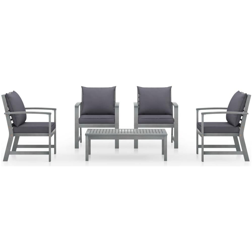 Set Divani da Giardino 5 pz con Cuscini in Legno Acacia Grigio - Foto 2