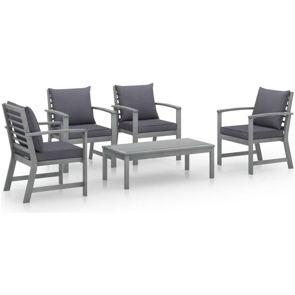 Set Divani da Giardino 5 pz con Cuscini in Legno Acacia Grigio - Foto 1