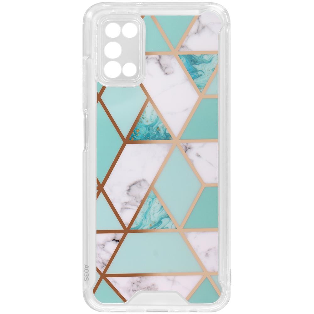 Cover Galaxy A02s E A03s Angoli Rinforzati Effetto Marmo Bianco E Turchese - Foto 1