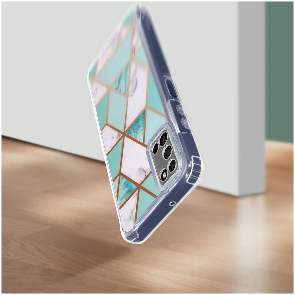 Cover Galaxy A02s E A03s Angoli Rinforzati Effetto Marmo Bianco E Turchese - Foto 5