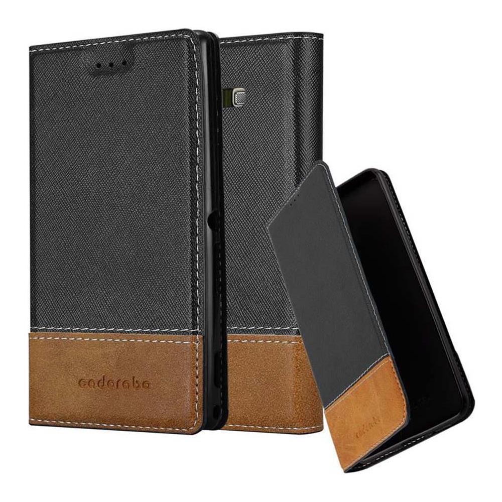 Custodia Compatibile Con Samsung Galaxy A7 2015 In Nero Marrone - Coperchio Protettiva Con Chiusura Magnetica, Funzione Stand E Tasca Per Le Carte - Foto 1