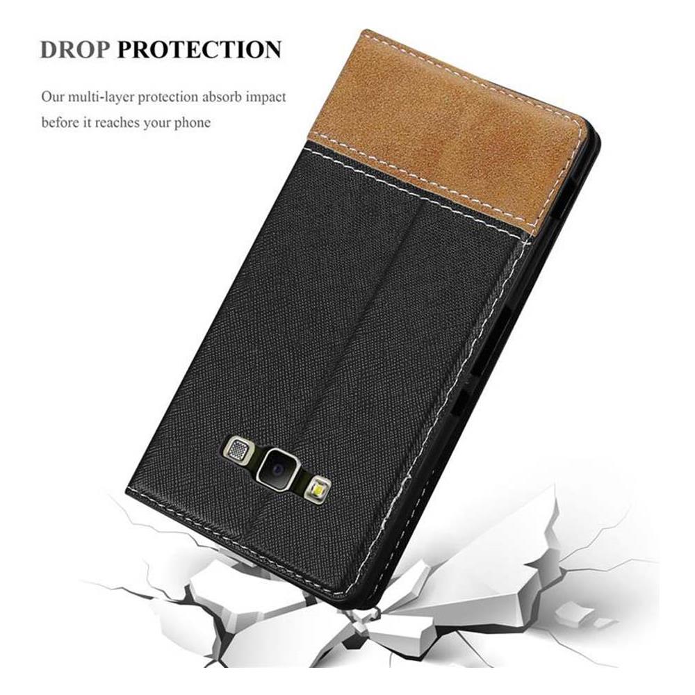 Custodia Compatibile Con Samsung Galaxy A7 2015 In Nero Marrone - Coperchio Protettiva Con Chiusura Magnetica, Funzione Stand E Tasca Per Le Carte - Foto 8