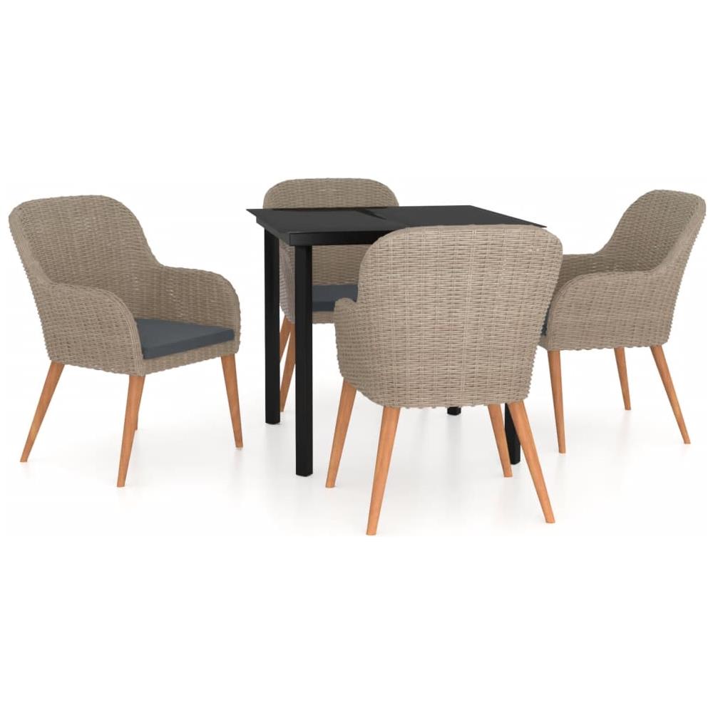 Set Da Pranzo Per Giardino 5 Pz Con Cuscini Marrone - Foto 2