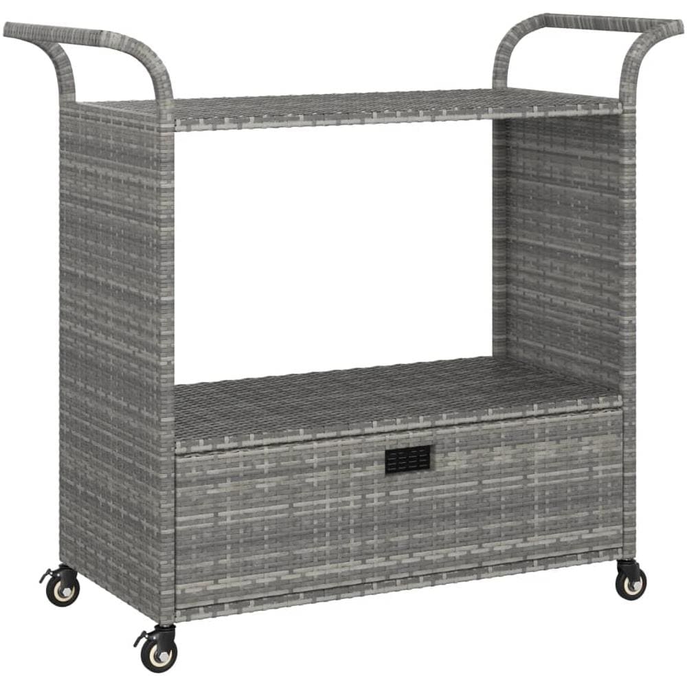 Carrello Da Bar Con Cassetto Grigio 100x45x97 Cm In Polyrattan - Foto 2