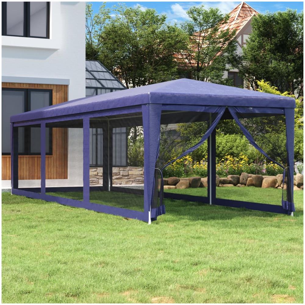 Tenda Per Feste Con 8 Pareti Laterali In Rete Blu 3x9 M Hdpe - Foto 1