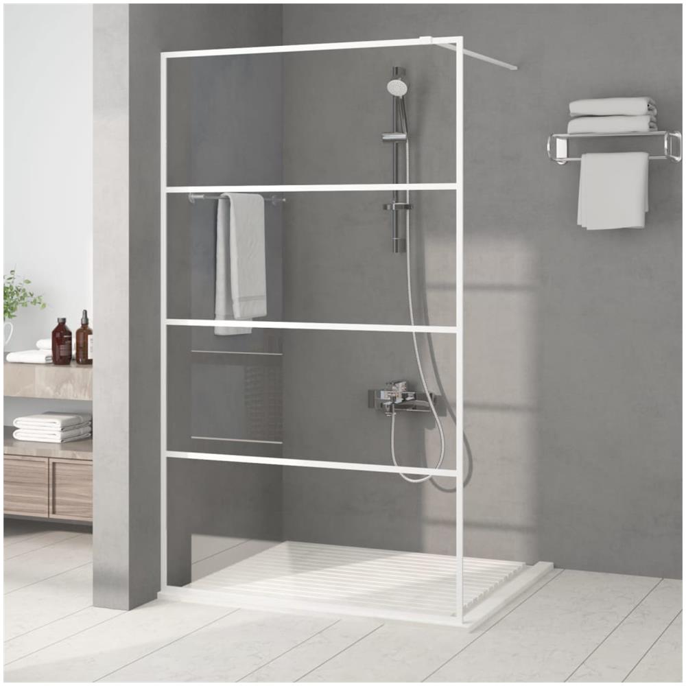 Parete Doccia Walk In Bianca 115x195 Cm Vetro Trasparente Esg - Foto 1