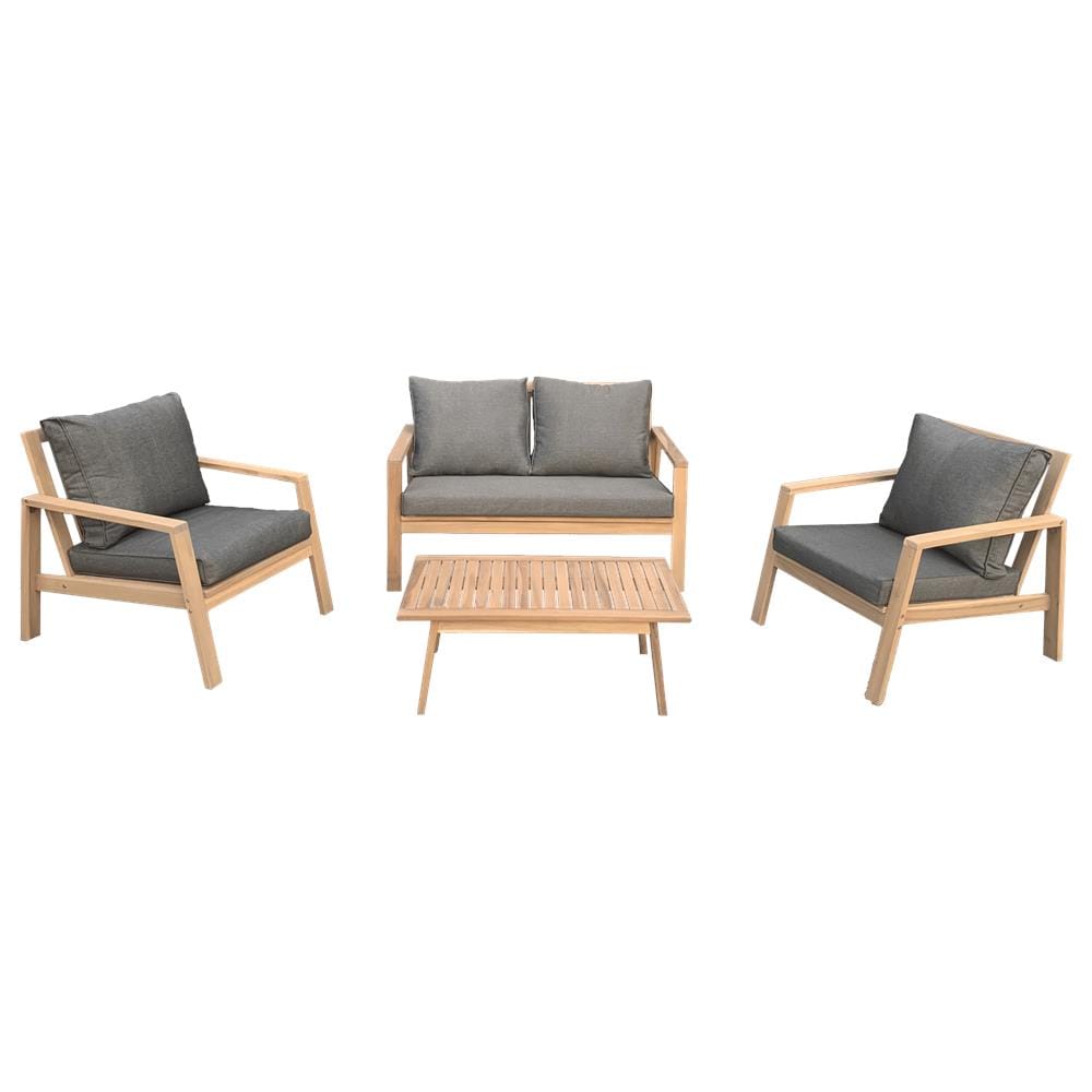 Set Di Mobili Da Giardino In Acacia Gili 4 Posti - Cuscini Grigi - Foto 1