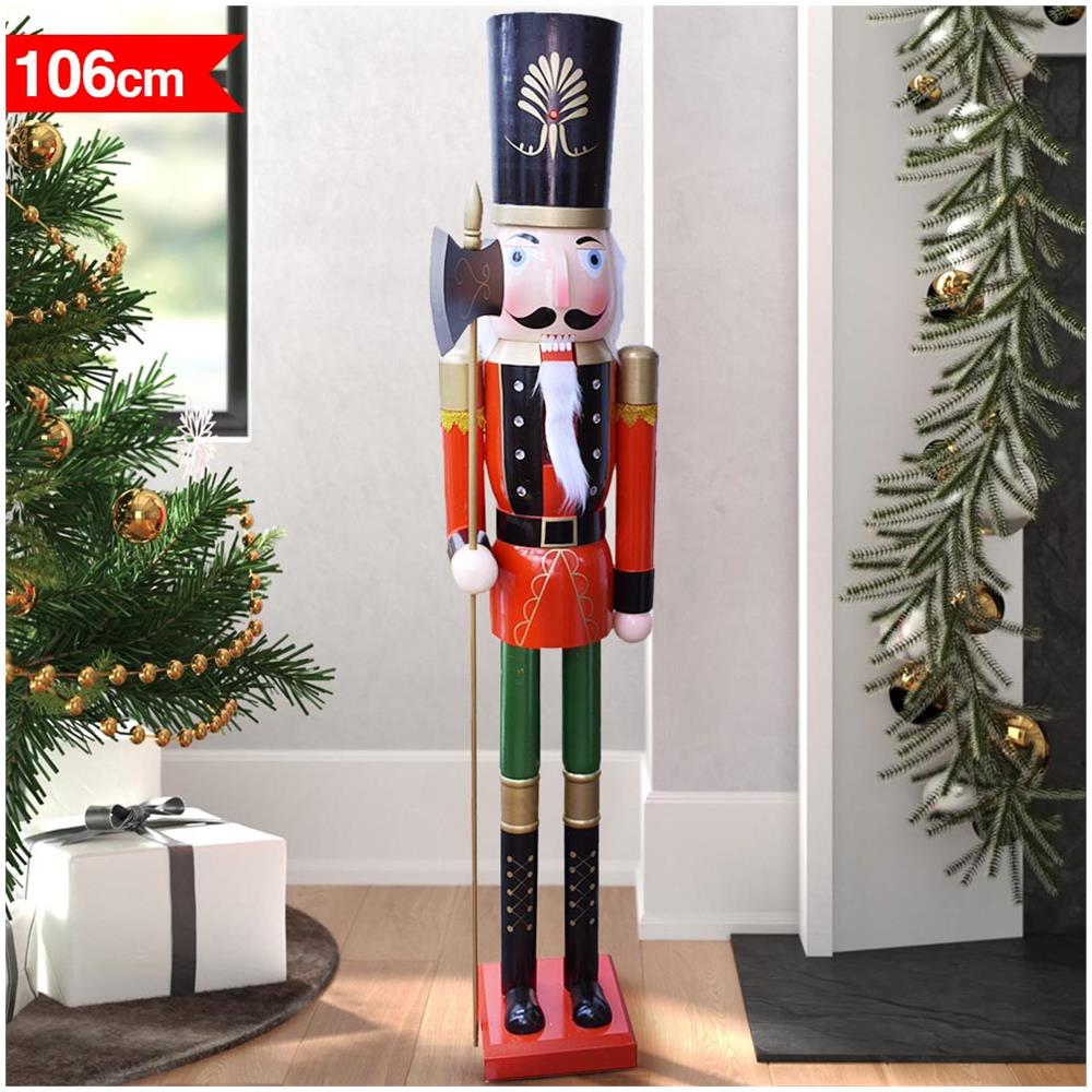 Soldato Schiaccianoci Di Natale In Legno Altezza 106 Cm Decorazioni Natalizie - Foto 1