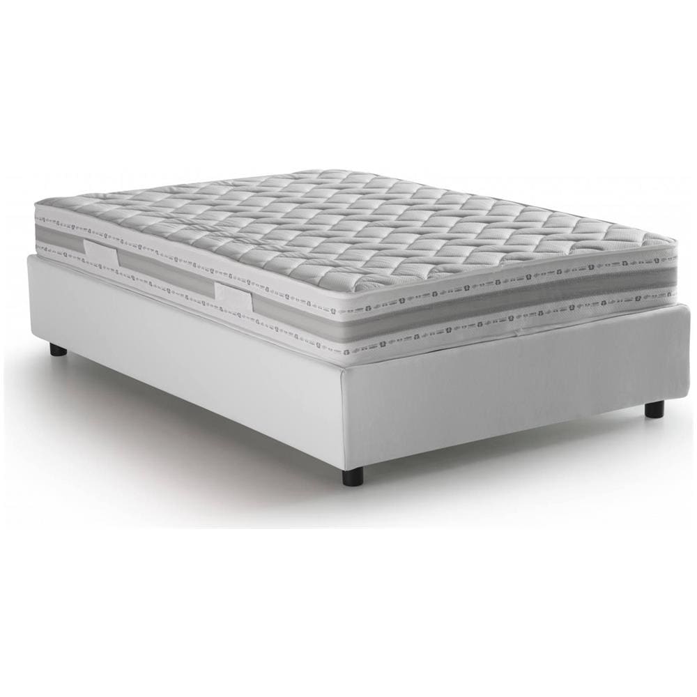 Letto Piazza E Mezza Nicole, Letto Contenitore Con Rivestimento In Tessuto, 100% Made In Italy, Apertura Frontale, Adatto Per Materasso Cm 120x190, Bianco - Foto 2