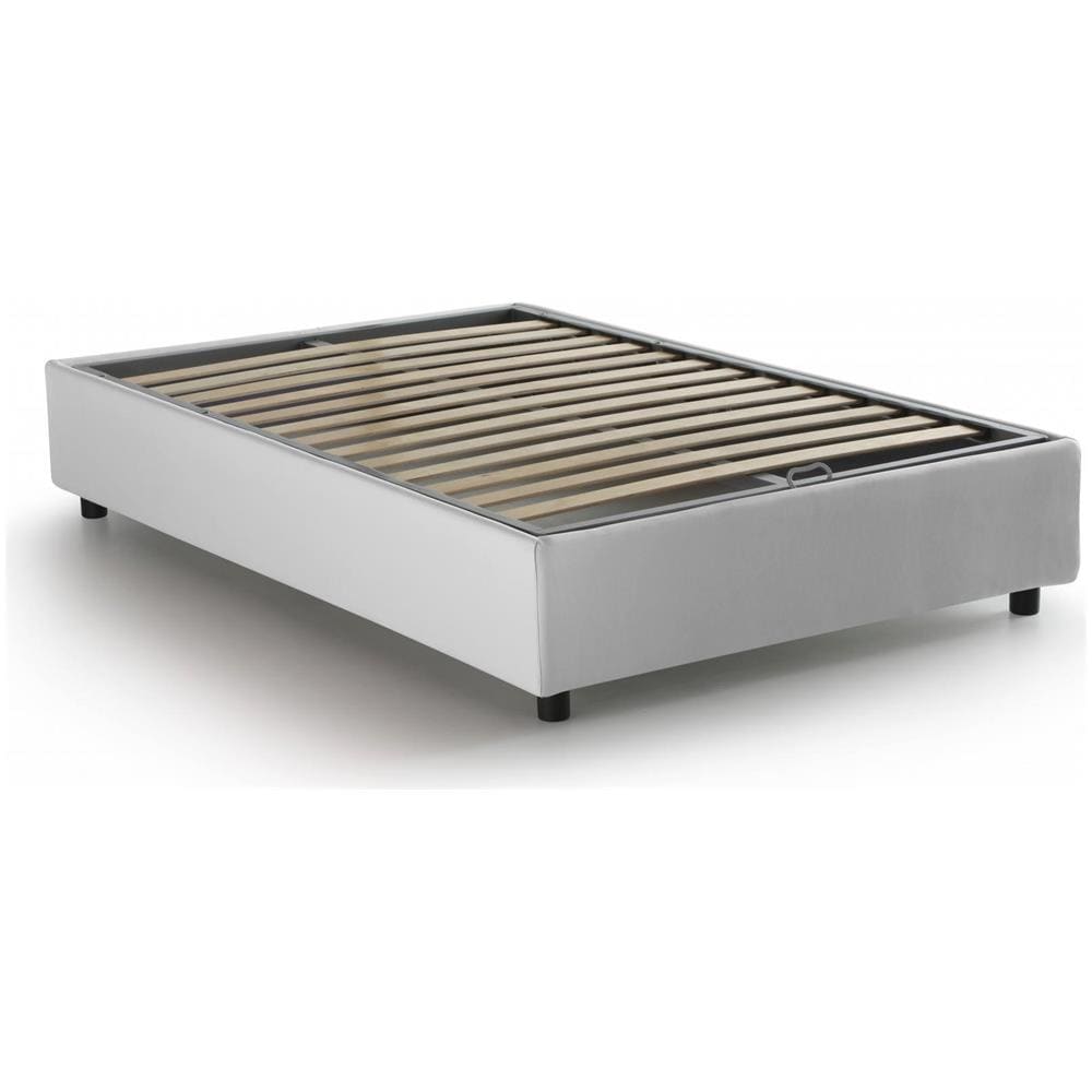 Letto Piazza E Mezza Nicole, Letto Contenitore Con Rivestimento In Tessuto, 100% Made In Italy, Apertura Frontale, Adatto Per Materasso Cm 120x190, Bianco - Foto 4