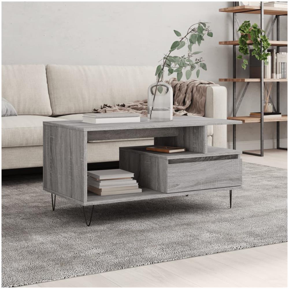 Tavolino Da Salotto Grigio Sonoma 90x49x45 Cm Legno Multistrato - Foto 1