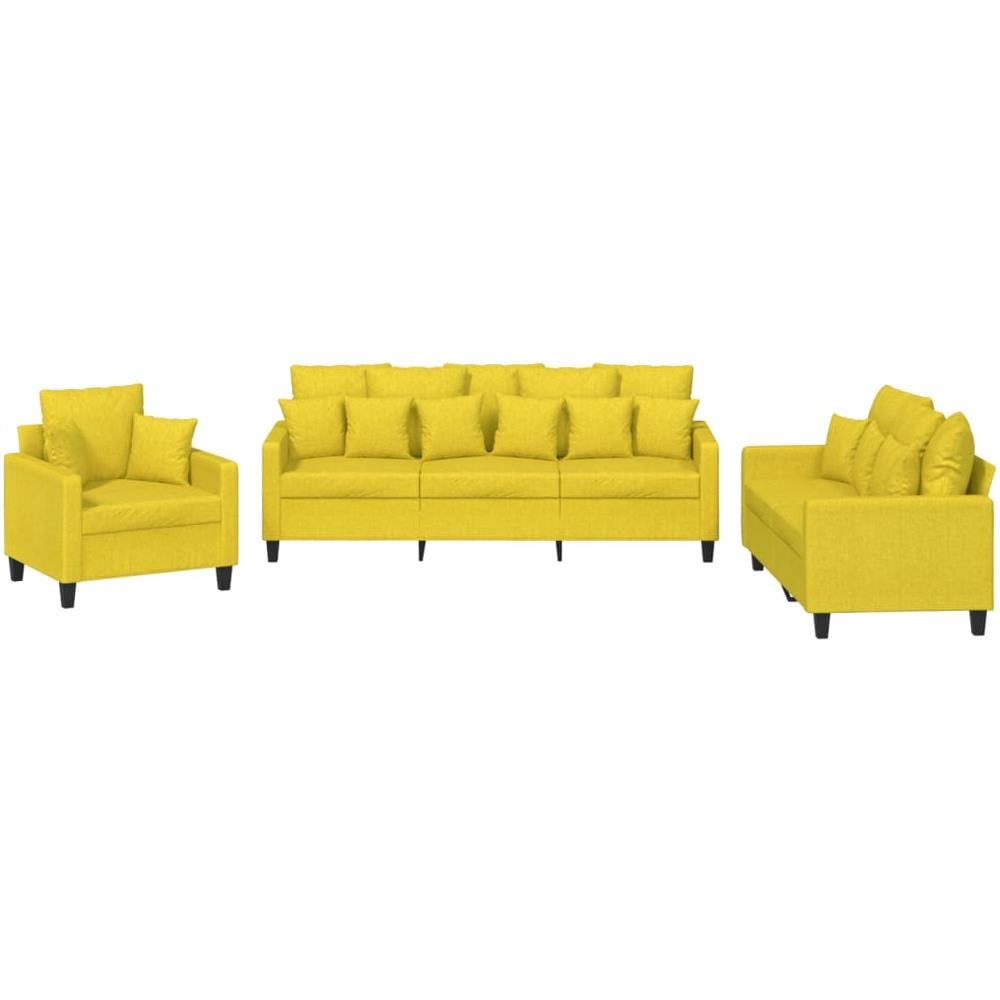 Set Di Divani 3 Pz Con Cuscini Giallo Chiaro In Tessuto - Foto 2
