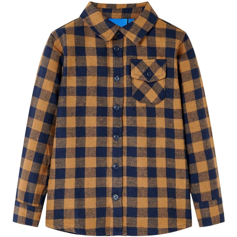 Camicia A Quadri Da Bambino Cognac E Blu 92 - Foto 1