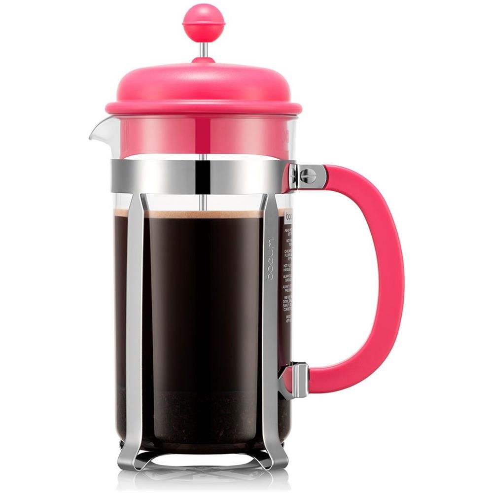 Caffettiera Manuale 1918-539BTR Caffettiera a Stantuffo 1L 8 Tazze Colore Rosa Trasparente - Foto 1